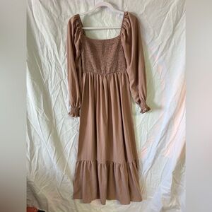 SHEIN Long Sleeve Tan Dress